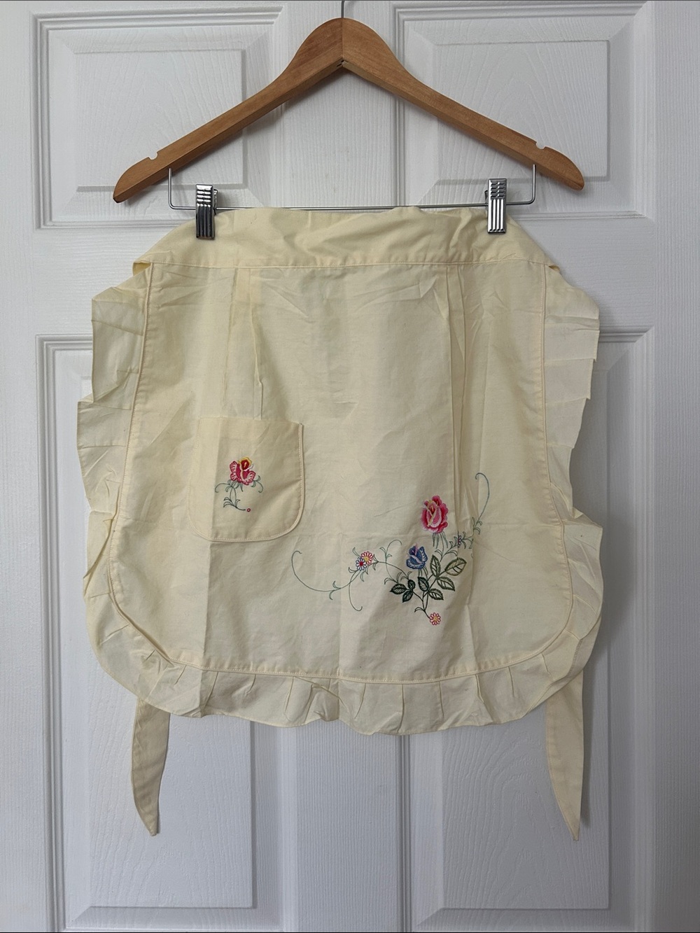 Vintage Cotton Embroidered Floral Half Apron